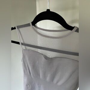 TOB Mesh Crew Neck Sleeveless Stretch Tank Bodysuits